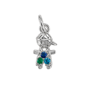 Son and Daughter Pendant in White Gold Plated
