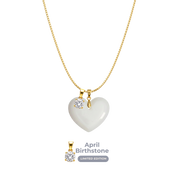Chubby Heart with Chain and Birthstone Pendant