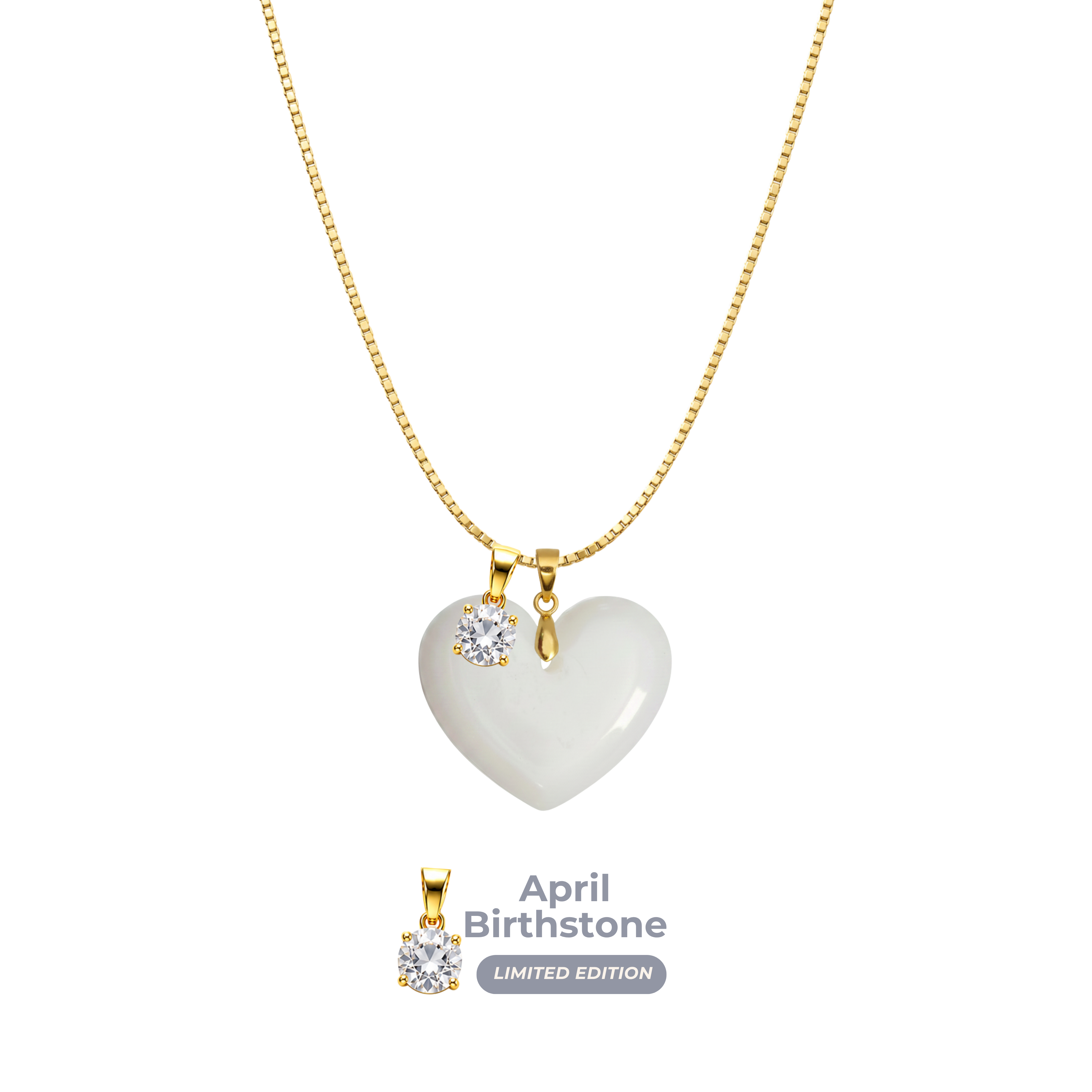 Chubby Heart with Chain and Birthstone Pendant