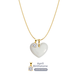 Corazón Gordito con Cadena y Colgante del Mes de Nacimiento