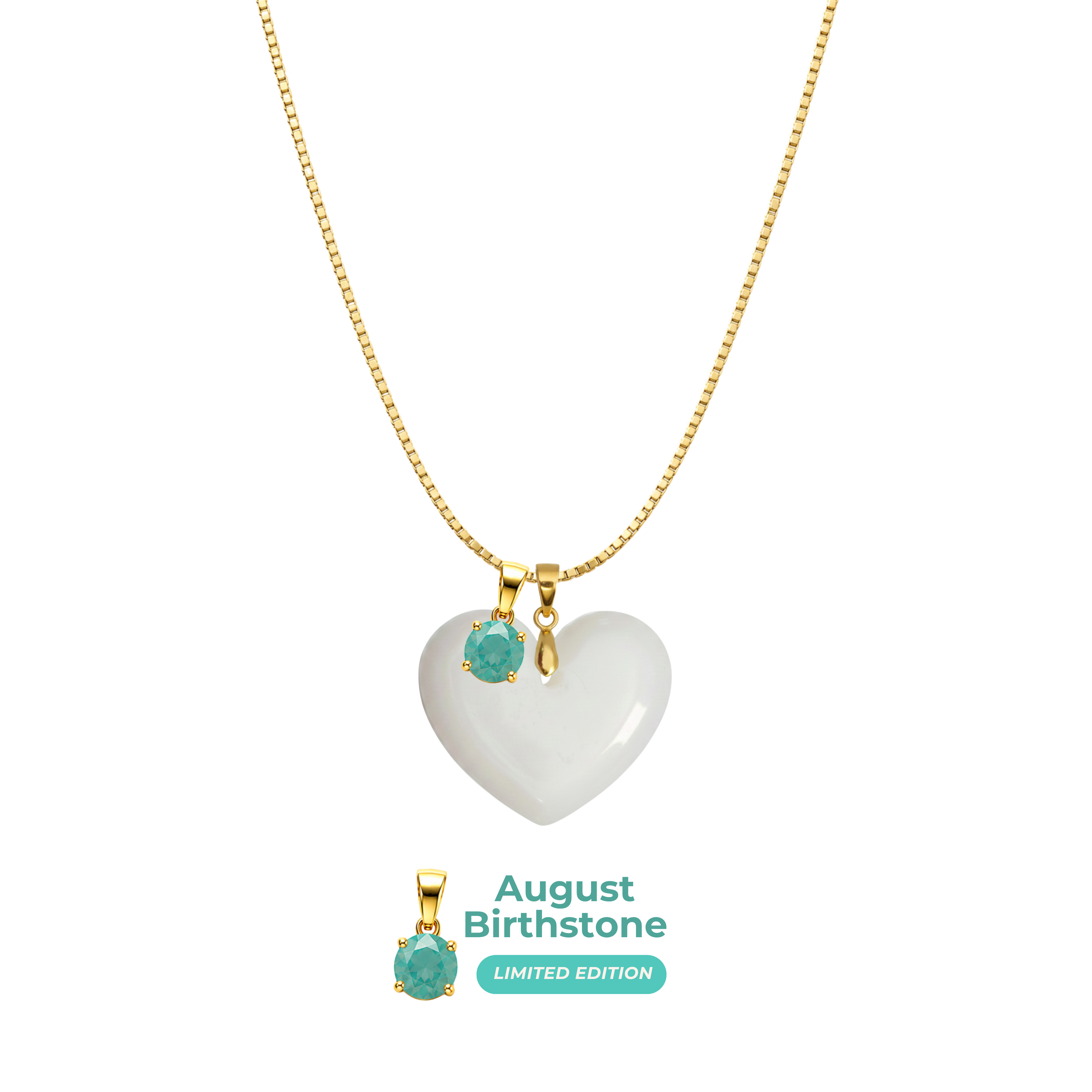 Chubby Heart with Chain and Birthstone Pendant