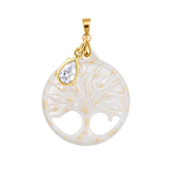 Tree of Life Gold Leaf with Zirconia Drop