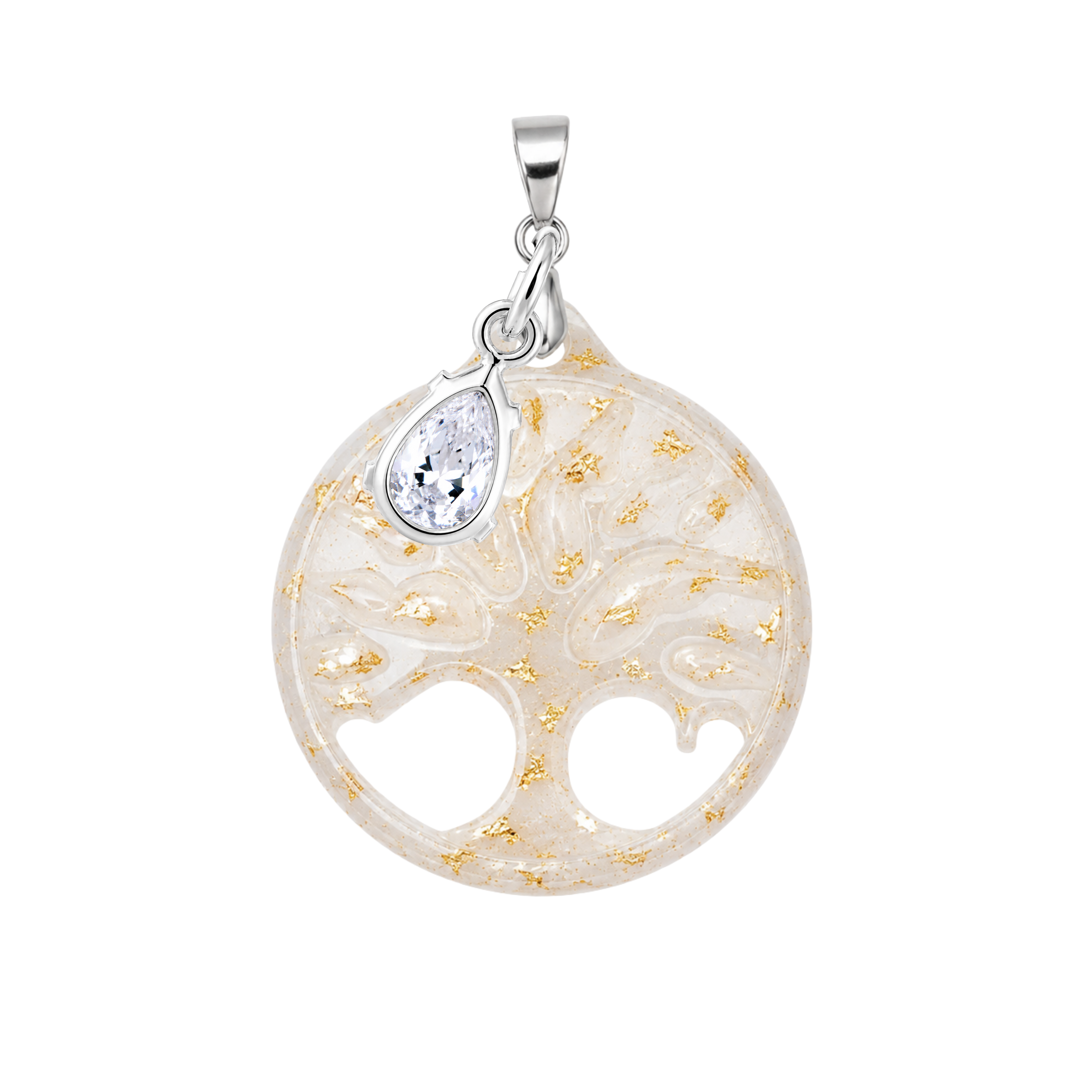 Tree of Life Gold Leaf with Zirconia Drop