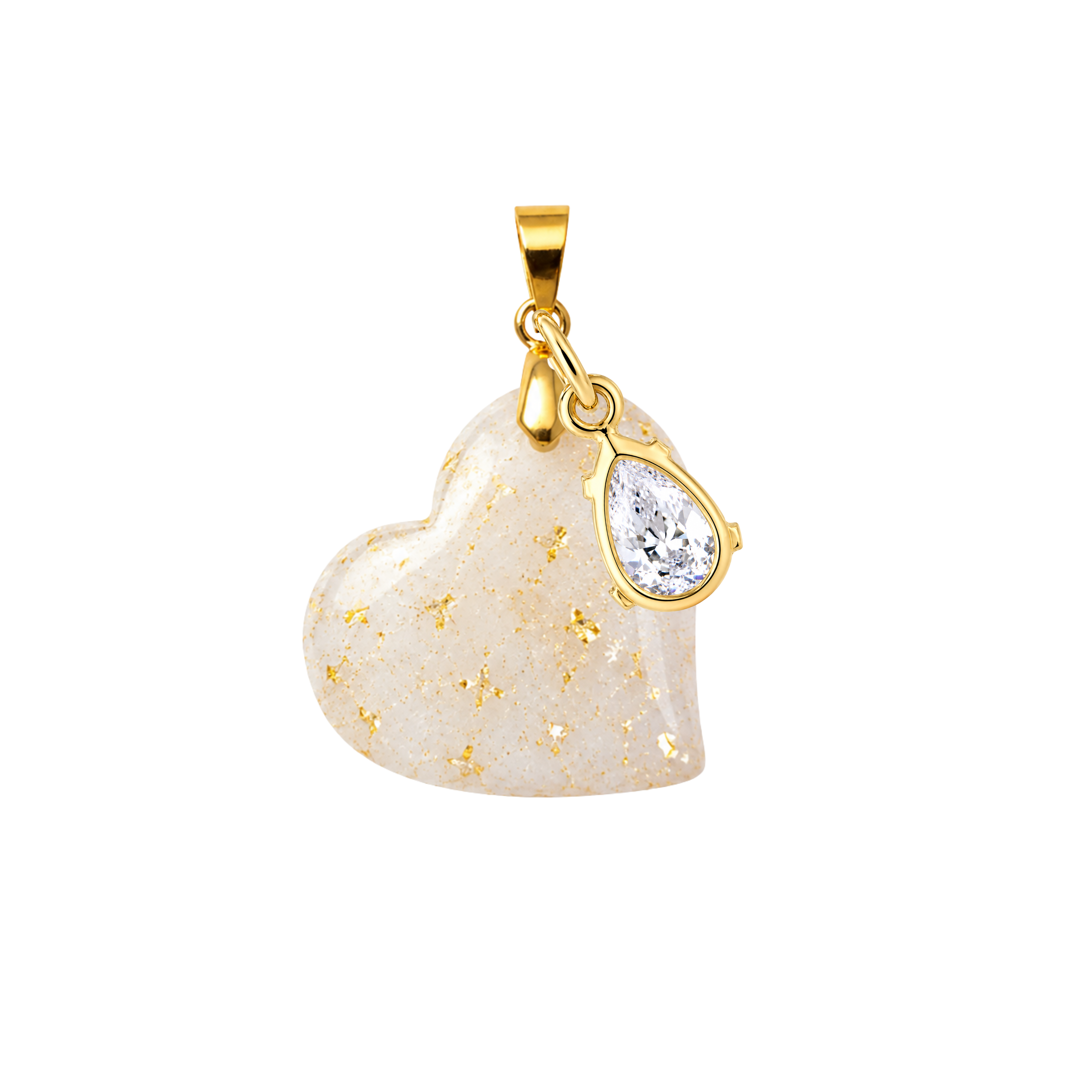 Heart Gold Leaf with Zirconia Drop