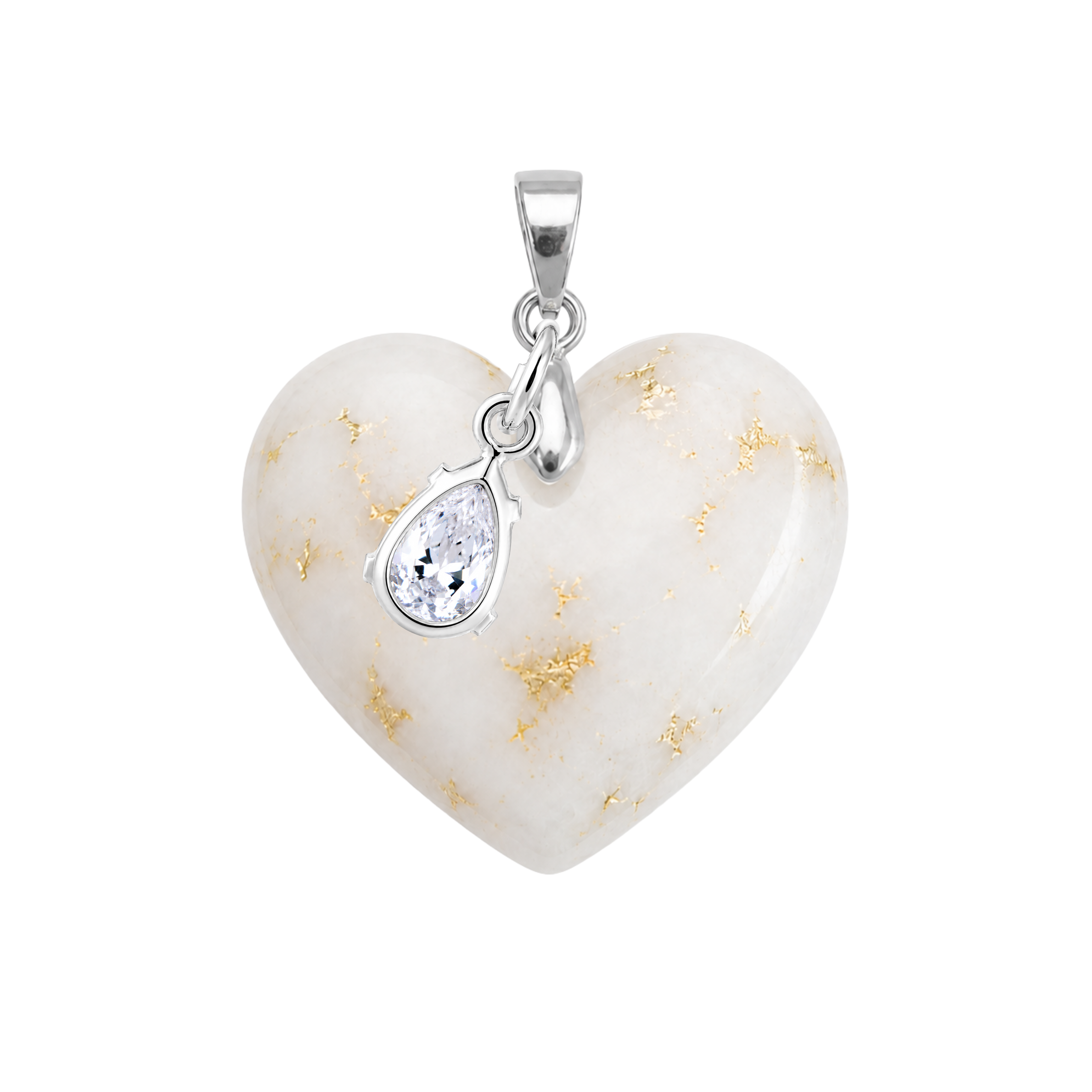 Chubby Heart Gold Leaf with Zirconia Drop