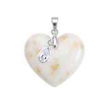 🎁Corazón Gordito Hojas Doradas con Gota de Circonita