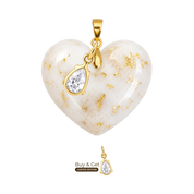 Cuore Paffuto con Foglia d’Oro e Goccia di Zirconia