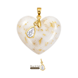 Cuore Paffuto con Foglia d’Oro e Goccia di Zirconia