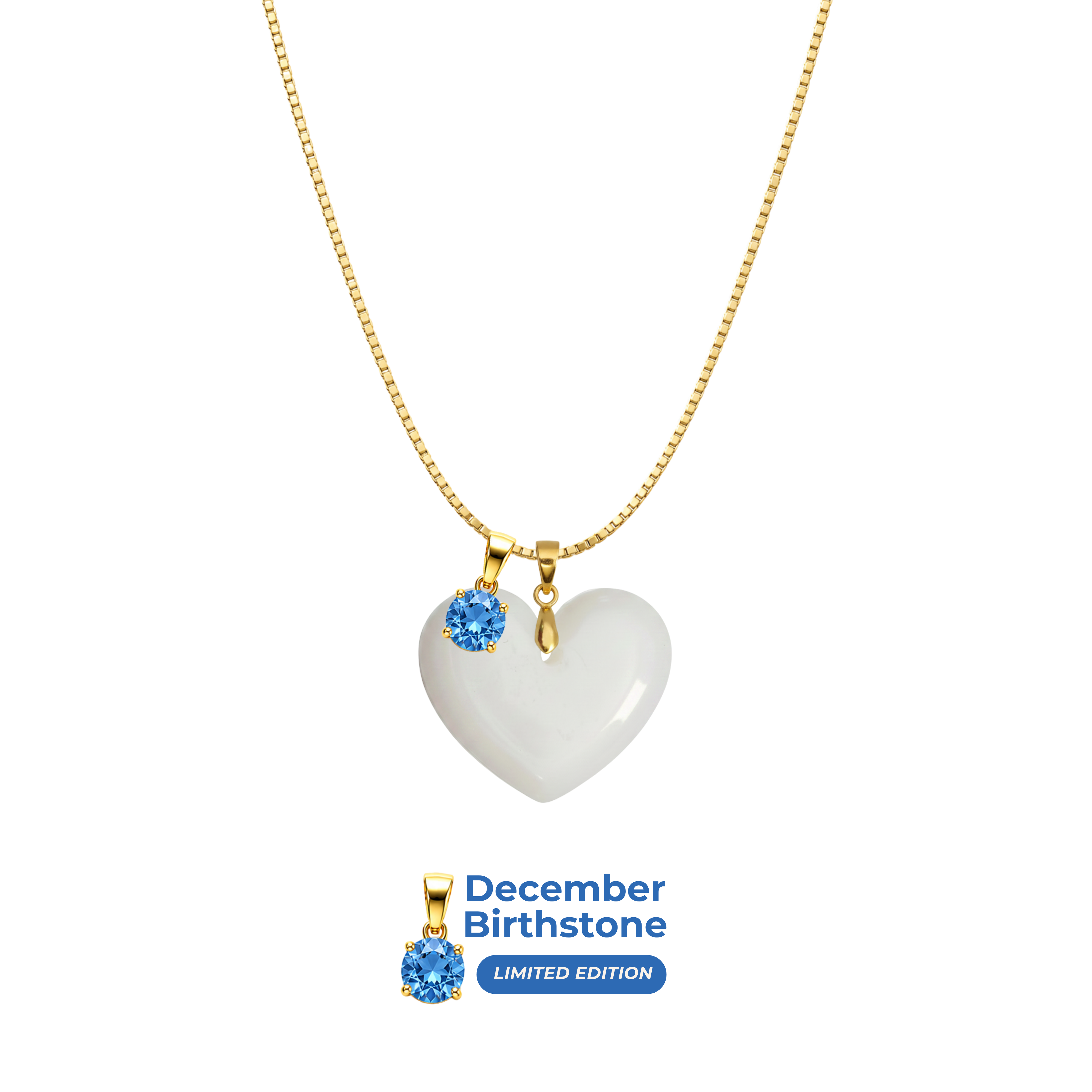 Chubby Heart with Chain and Birthstone Pendant