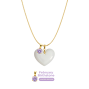 Chubby Heart with Chain and Birthstone Pendant