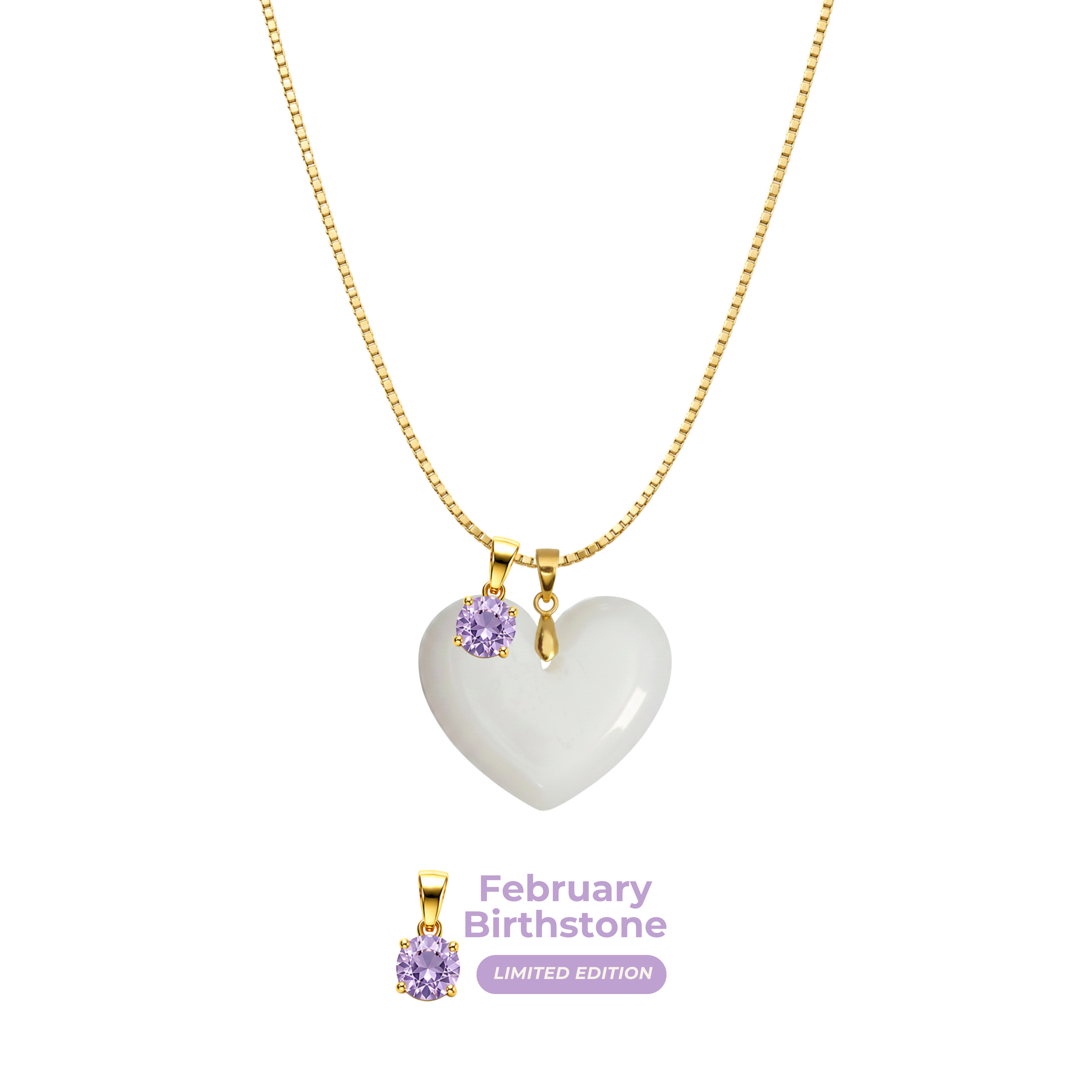 Chubby Heart with Chain and Birthstone Pendant