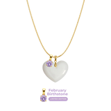 Corazón Gordito con Cadena y Colgante del Mes de Nacimiento