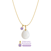 Mini Gota Gordita con Cadena y Colgante de Mes de Nacimiento