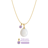 Mini Gota Gordita con Cadena y Colgante de Mes de Nacimiento