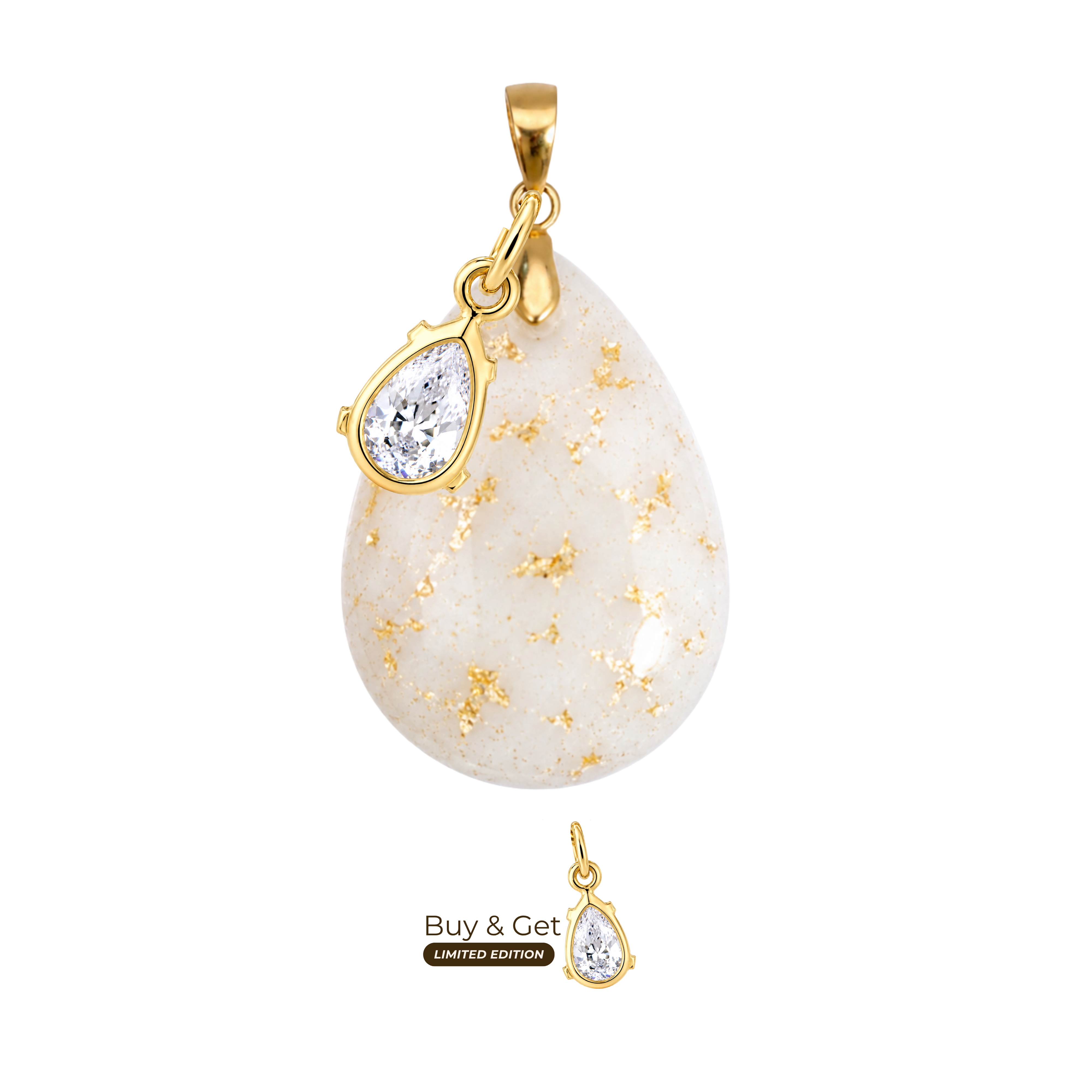 Chubby Drop with Gold Leaf and Zirconia Drop