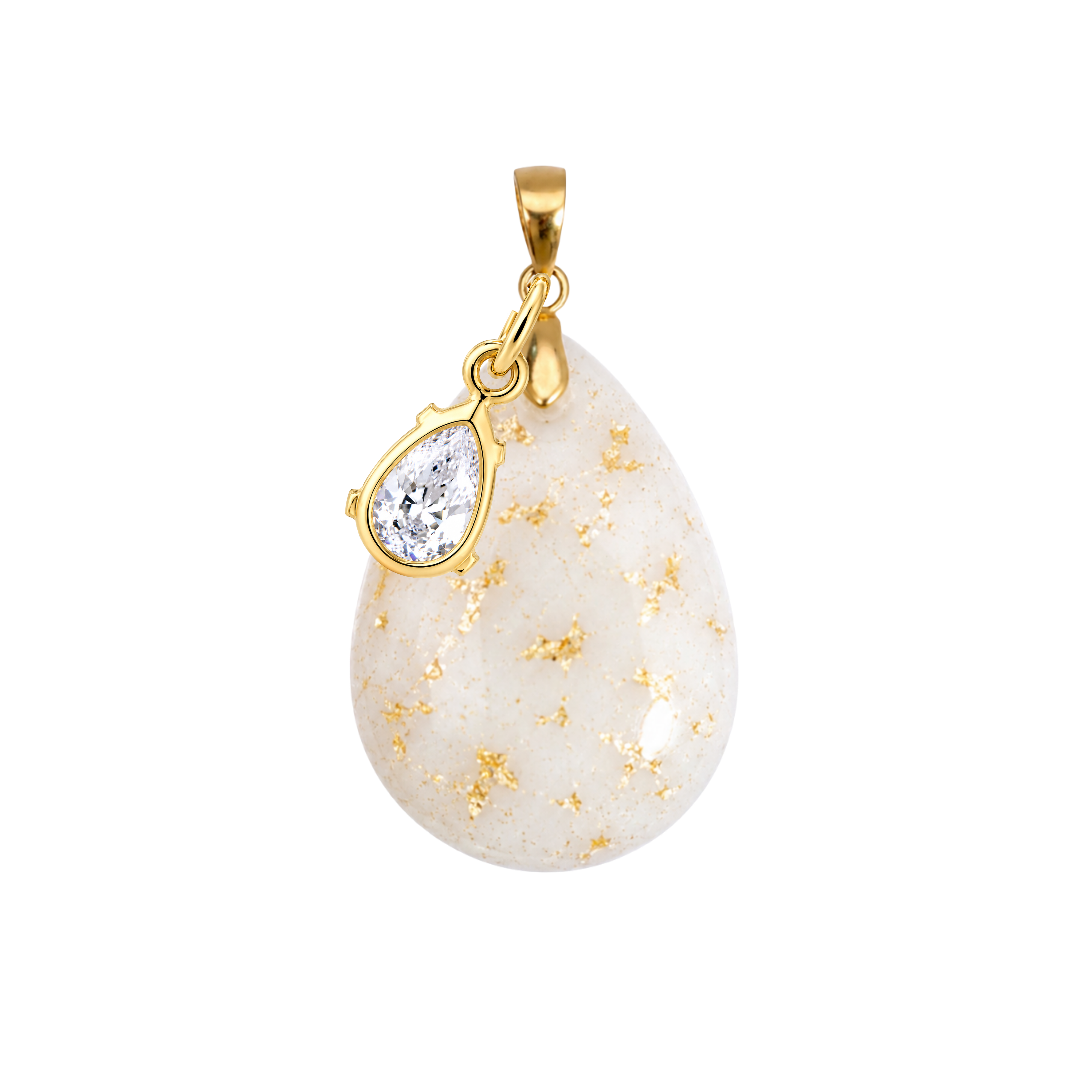 Chubby Drop Gold Leaf with Zirconia Drop