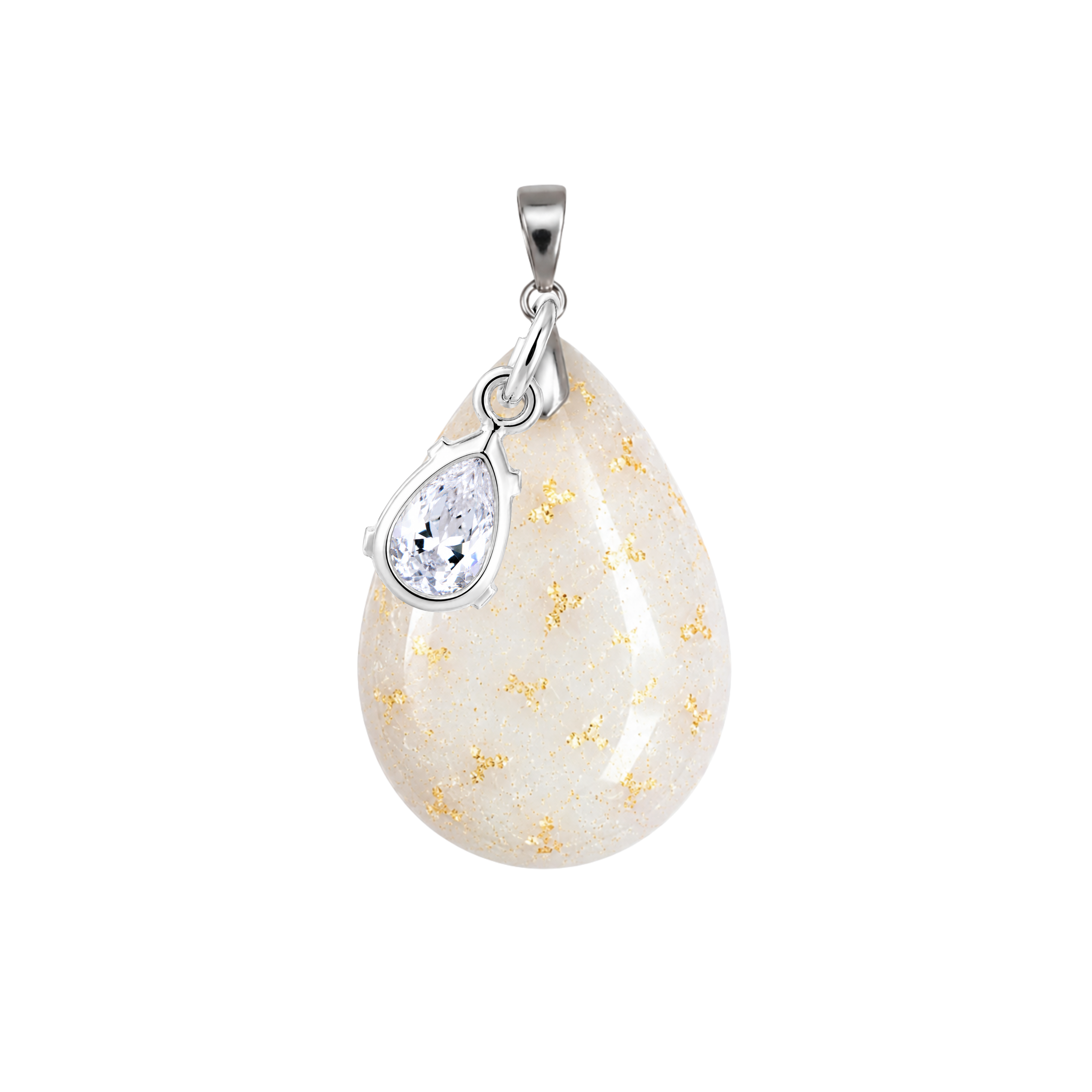 Chubby Drop Gold Leaf with Zirconia Drop