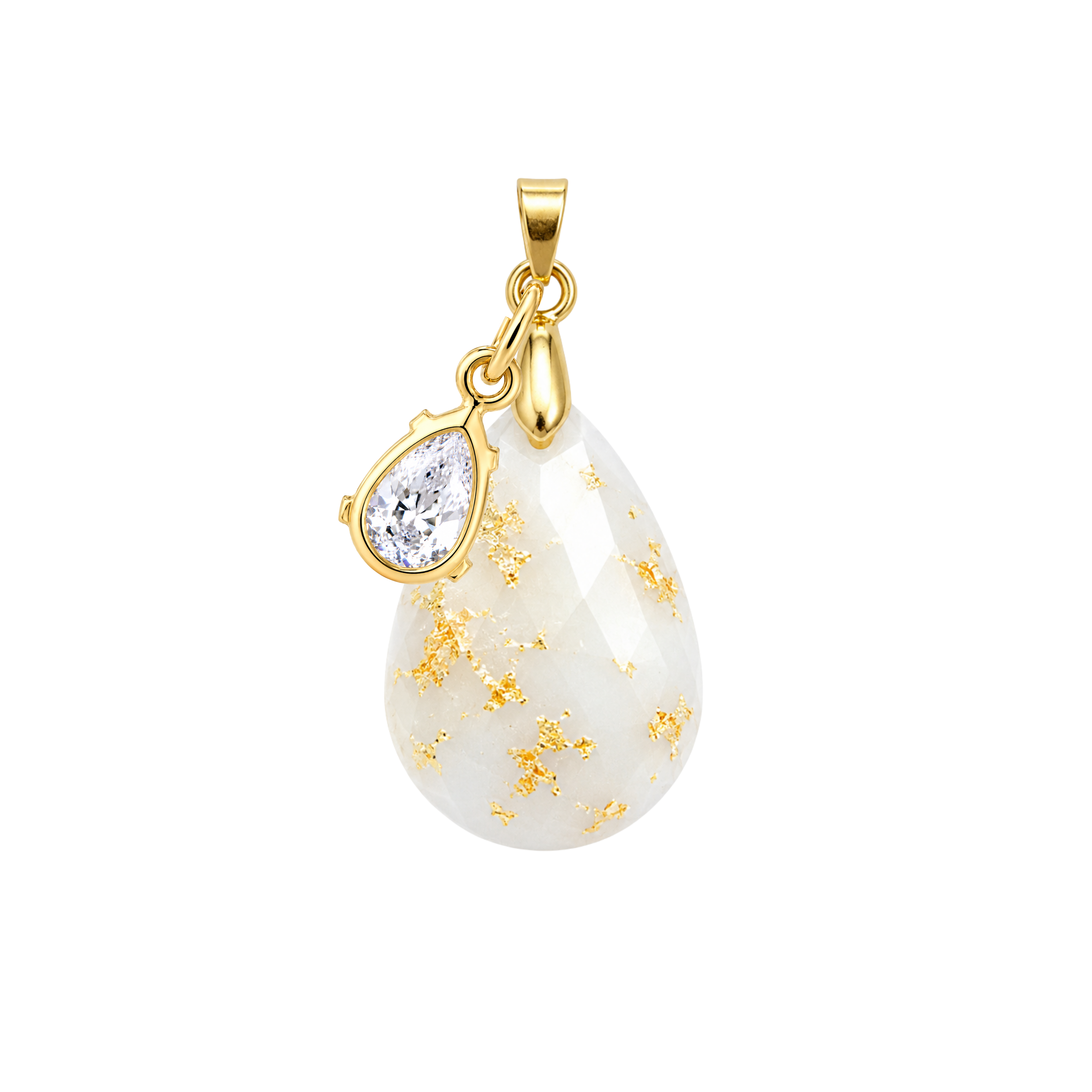 Diamond Drop Gold Leaf with Zirconia Drop
