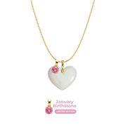 Chubby Heart with Chain and Birthstone Pendant