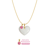 Chubby Heart with Chain and Birthstone Pendant