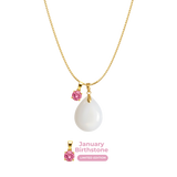 Mini Gota Gordita con Cadena y Colgante de Mes de Nacimiento