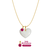 Chubby Heart with Chain and Birthstone Pendant