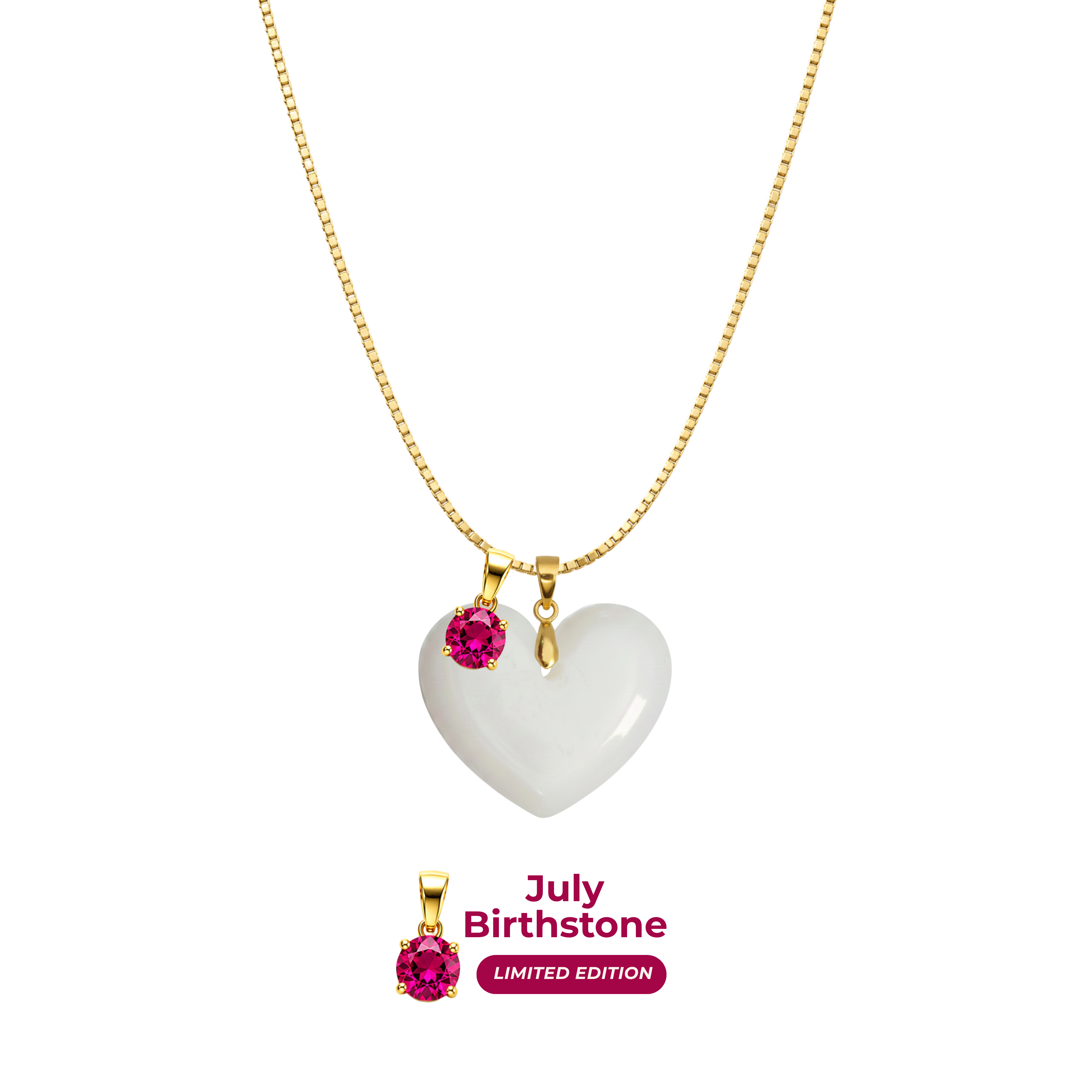 Chubby Heart with Chain and Birthstone Pendant