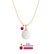 Mini Gota Gordita con Cadena y Colgante de Mes de Nacimiento