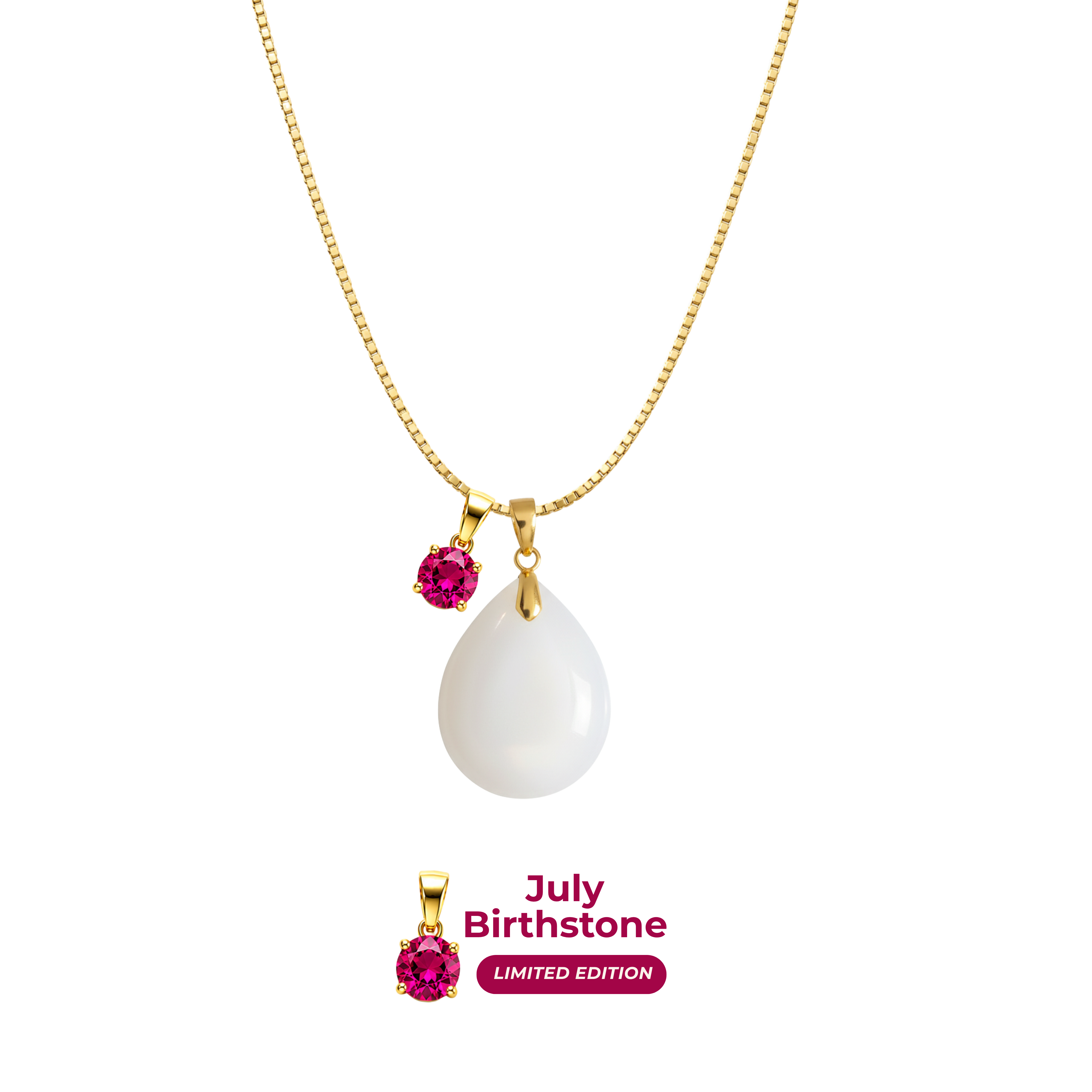 Mini Gota Gordita con Cadena y Colgante de Mes de Nacimiento