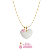 Chubby Heart with Chain and Birthstone Pendant
