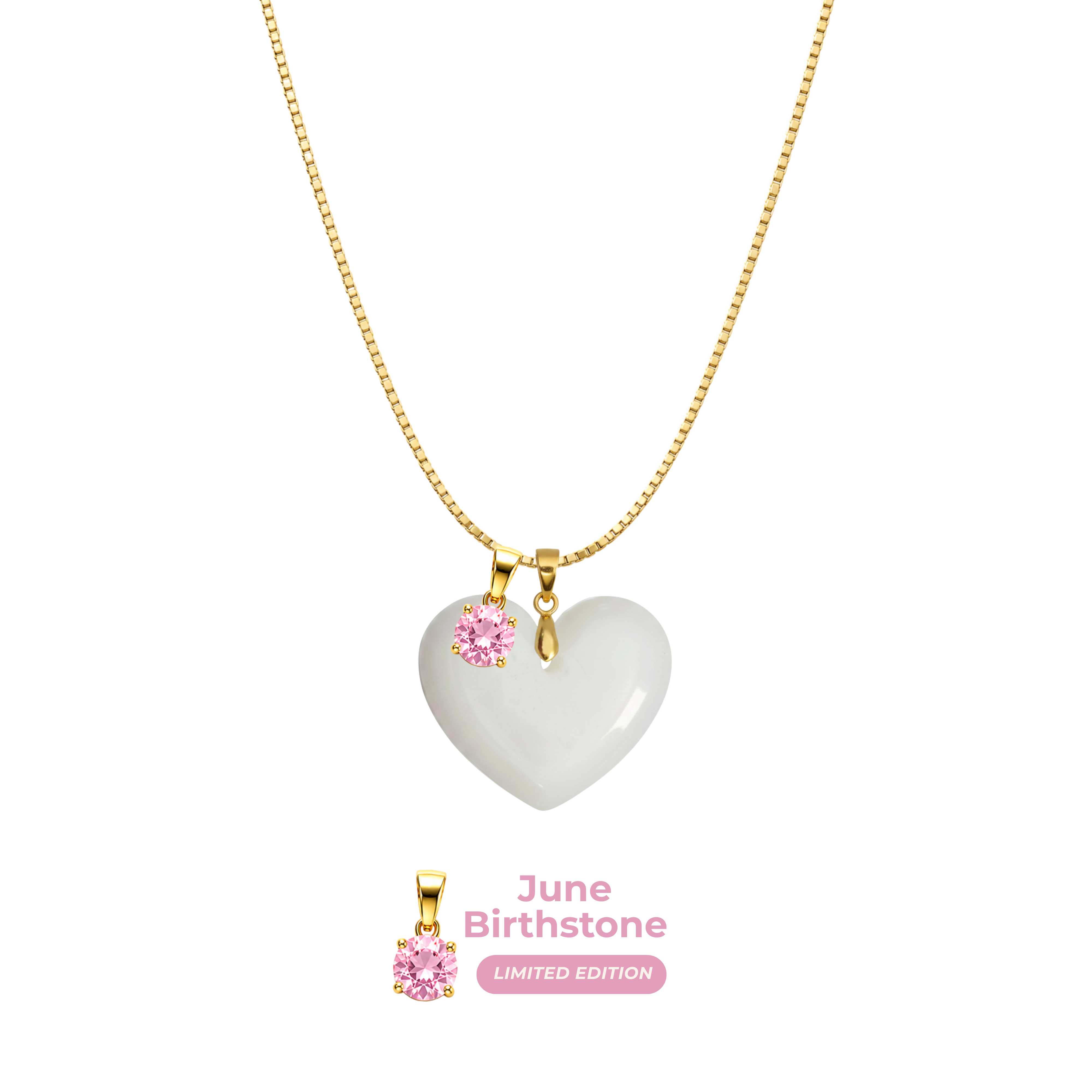 Chubby Heart with Chain and Birthstone Pendant