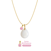 Mini Gota Gordita con Cadena y Colgante de Mes de Nacimiento