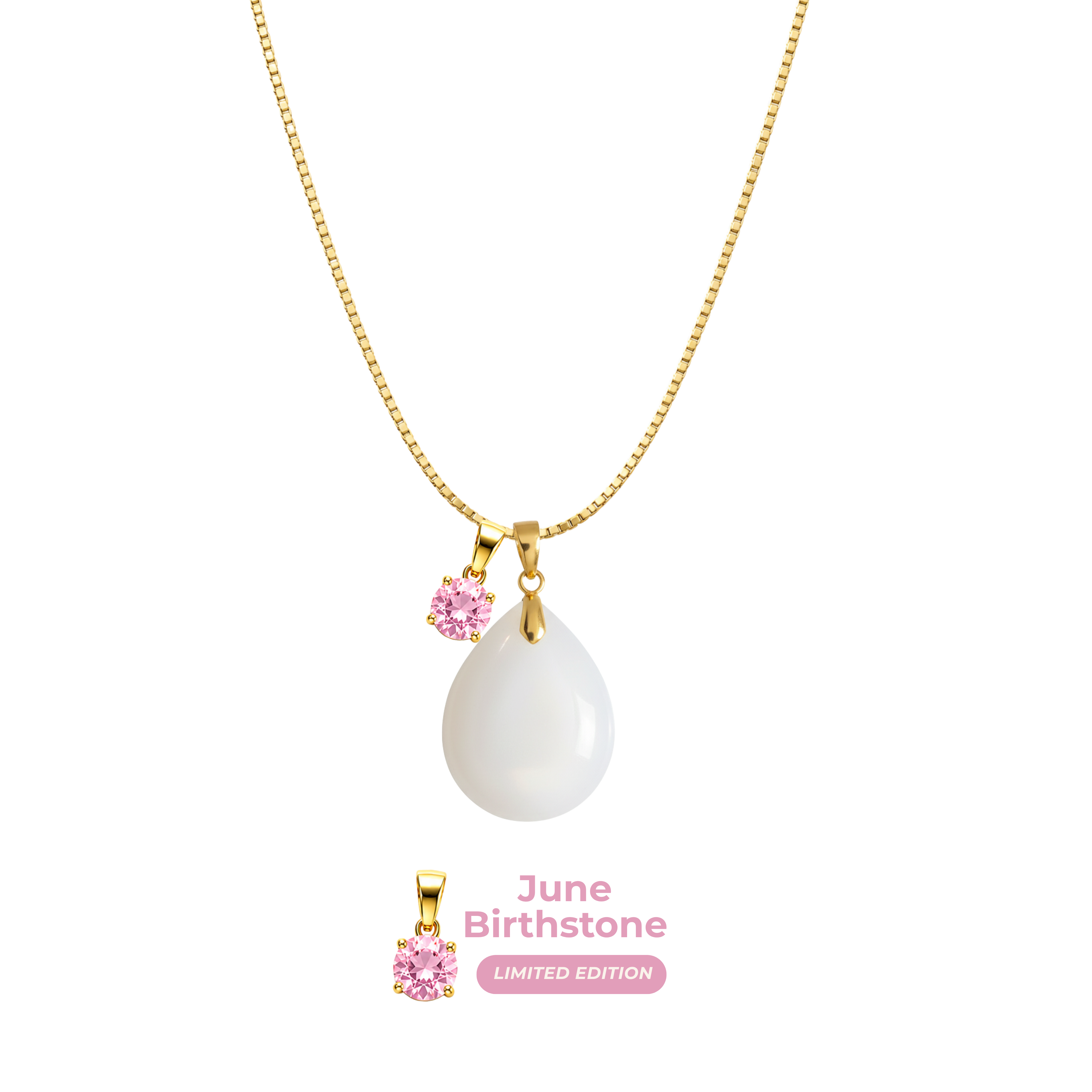 Mini Gota Gordita con Cadena y Colgante de Mes de Nacimiento