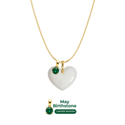 Chubby Heart with Chain and Birthstone Pendant