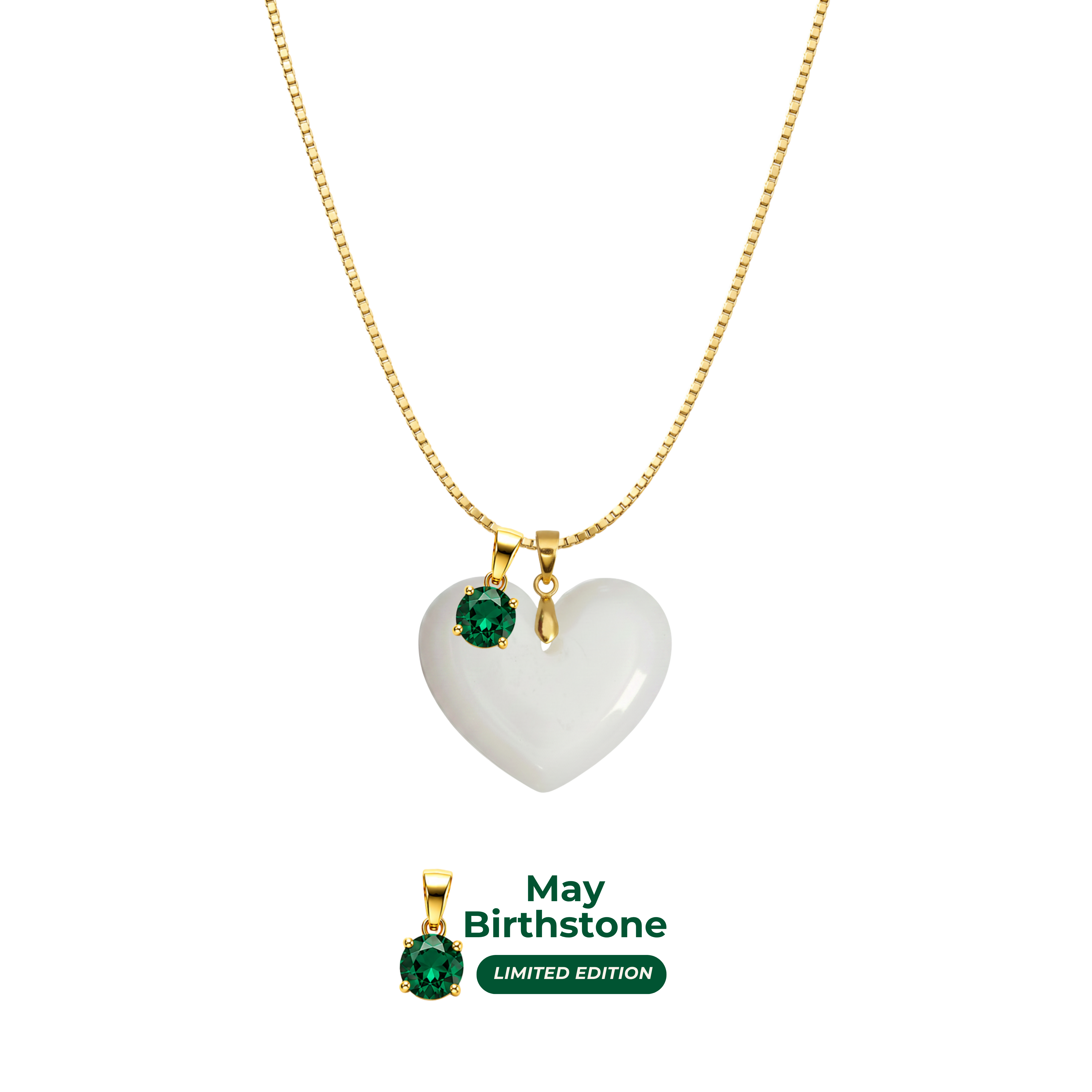 Chubby Heart with Chain and Birthstone Pendant