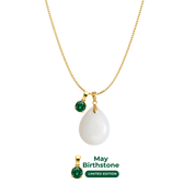 Mini Gota Gordita con Cadena y Colgante de Mes de Nacimiento