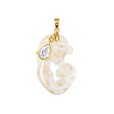 Mother and Baby Gold Leaf with Zirconia Drop