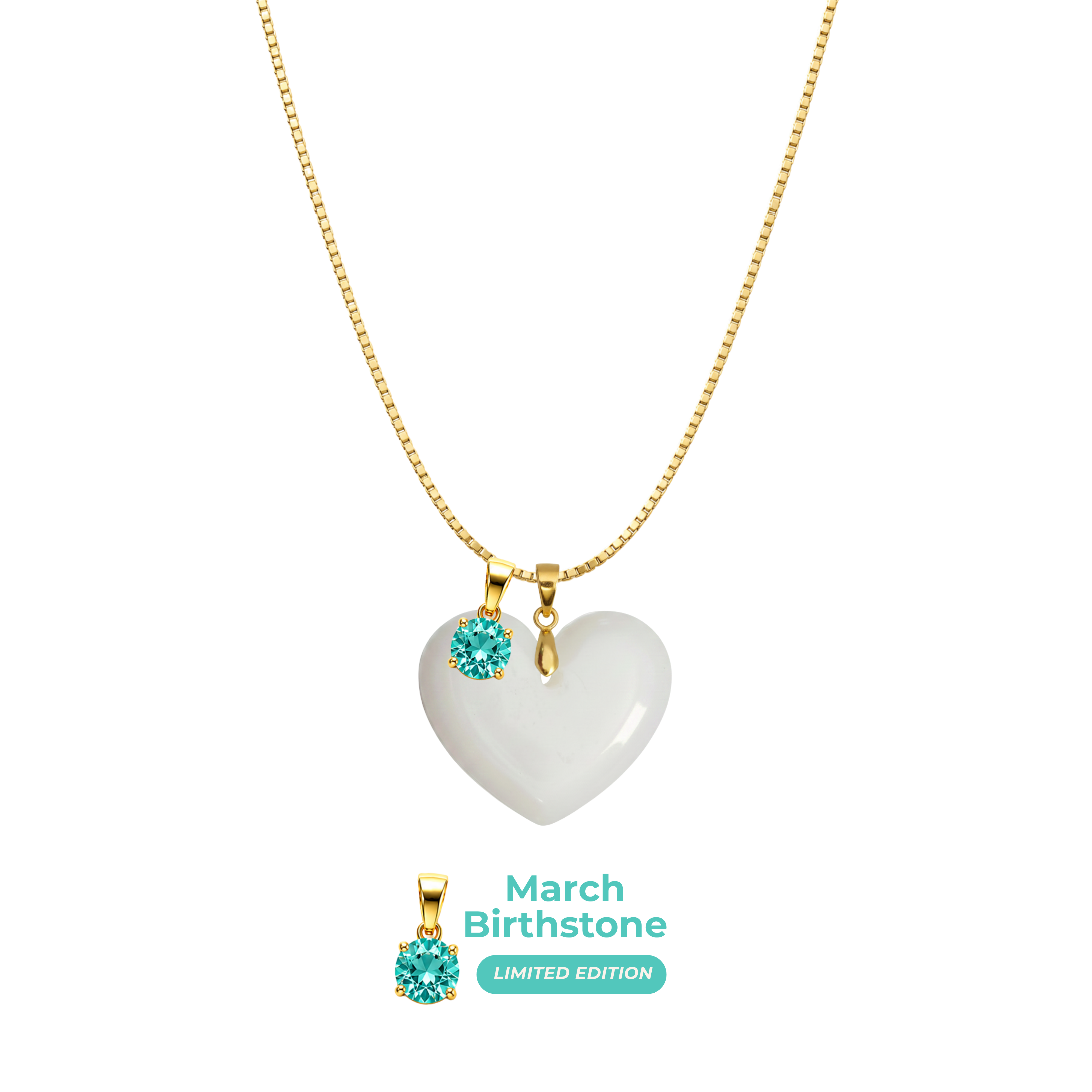Chubby Heart with Chain and Birthstone Pendant