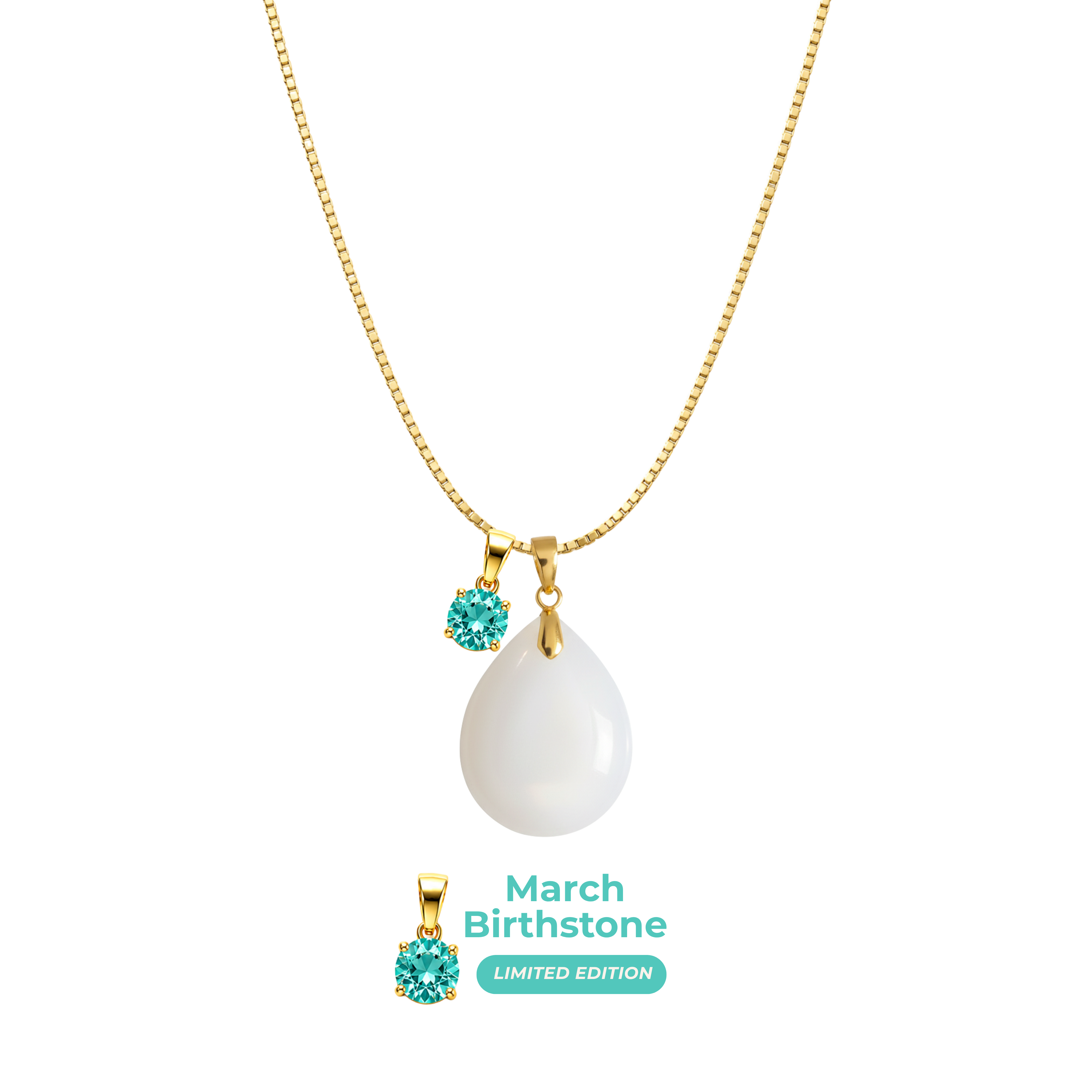 Mini Gota Gordita con Cadena y Colgante de Mes de Nacimiento