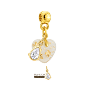 Mini Cuore Paffuto con Foglia d’Oro e Goccia di Zirconia