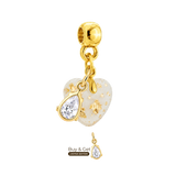 Mini Cuore Paffuto con Foglia d’Oro e Goccia di Zirconia