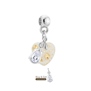 Mini Cuore Paffuto con Foglia d’Oro e Goccia di Zirconia