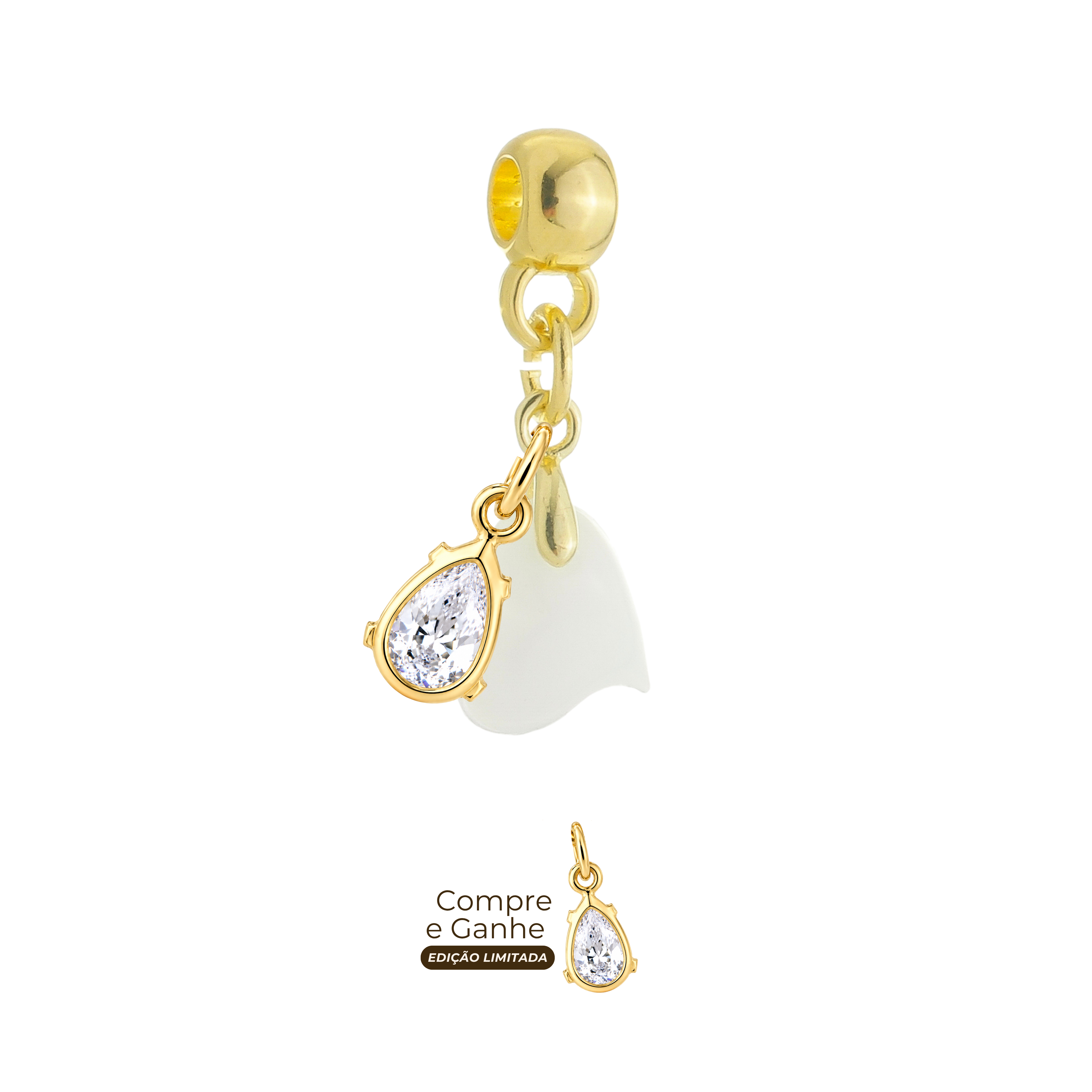 Mini Coração Torcido com Gota Zircônia