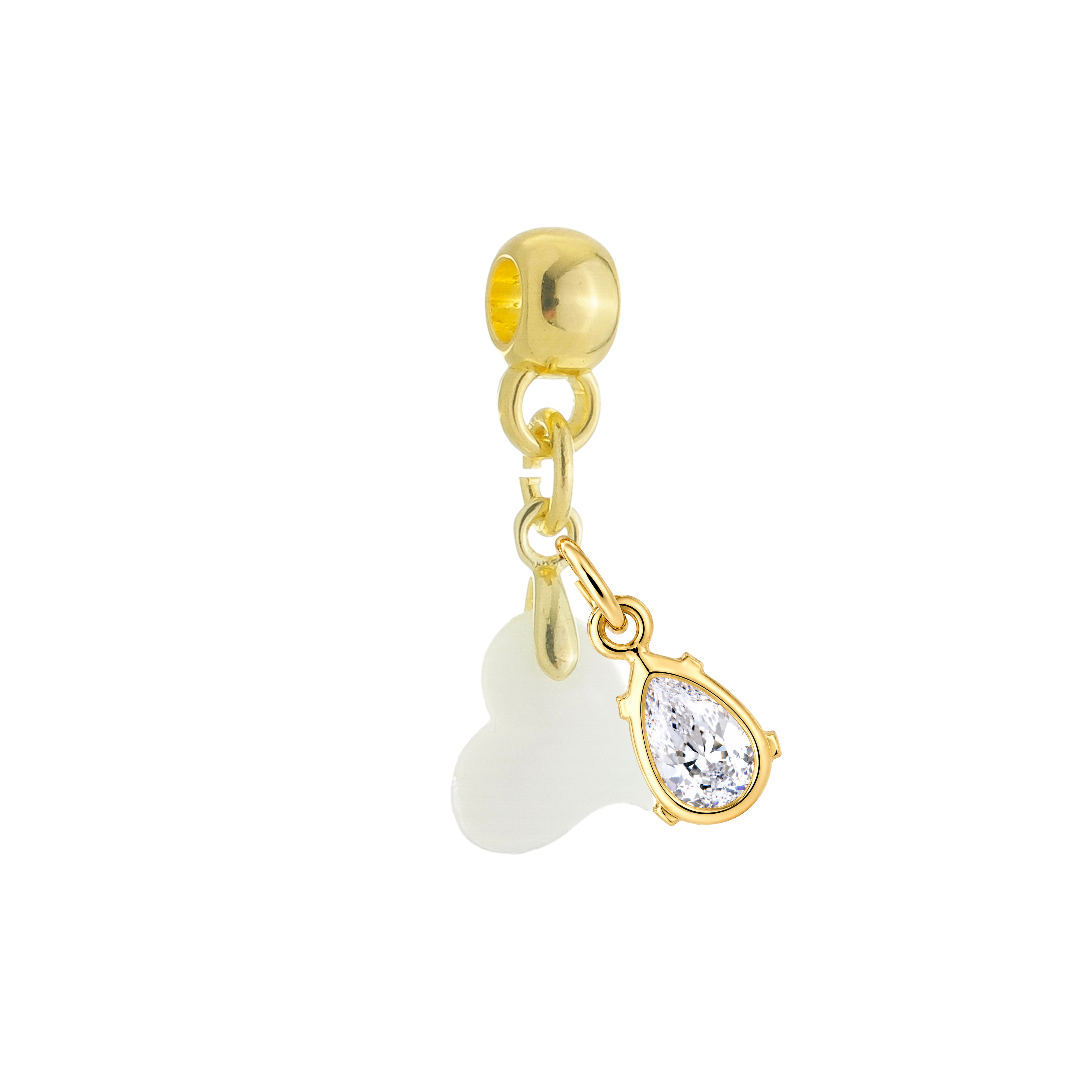 Mini Corazón Torcido con Gota de Circonita