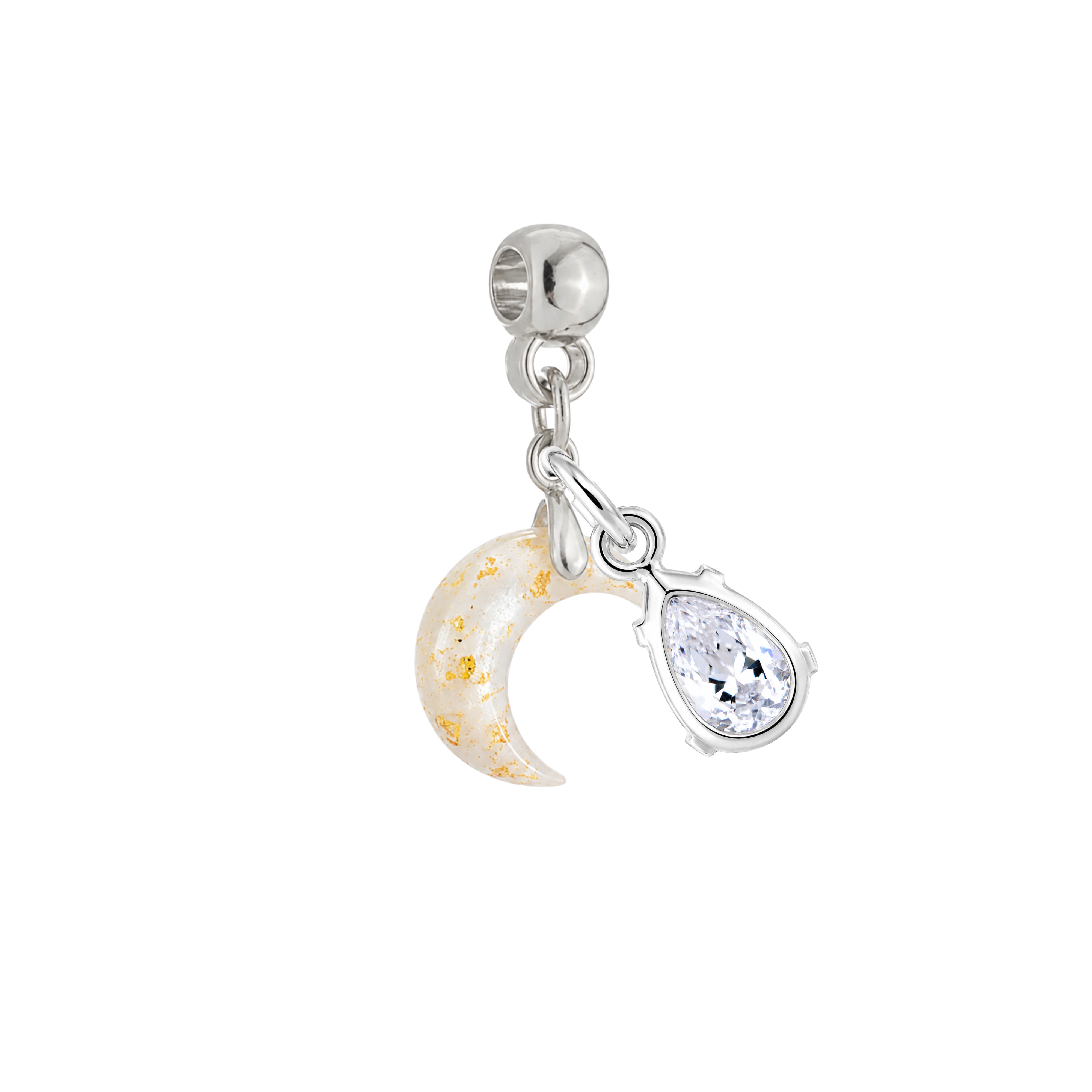 Mini Moon Gold Leaf with Zirconia Drop
