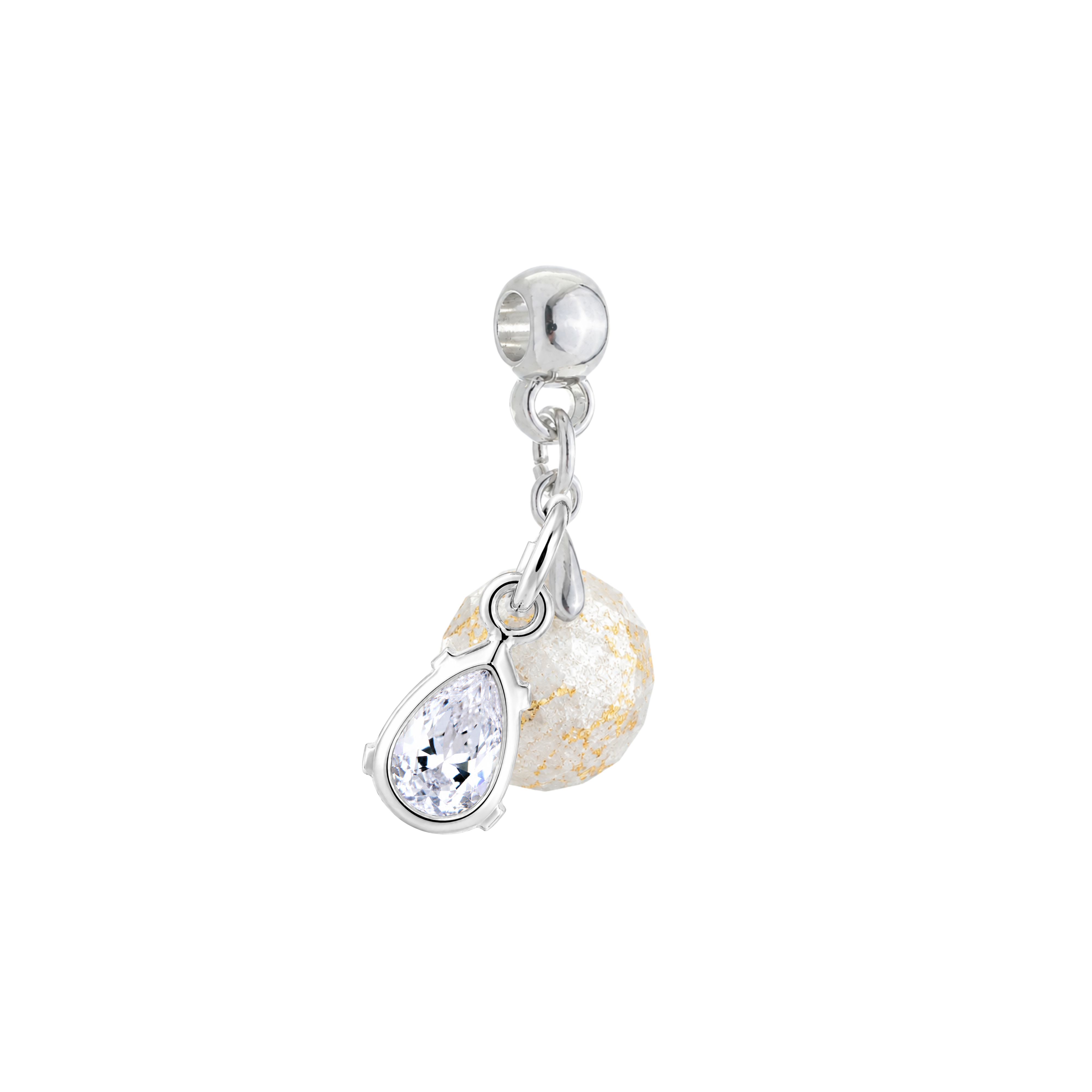 Mini Textured Circle Gold Leaf with Zirconia Drop