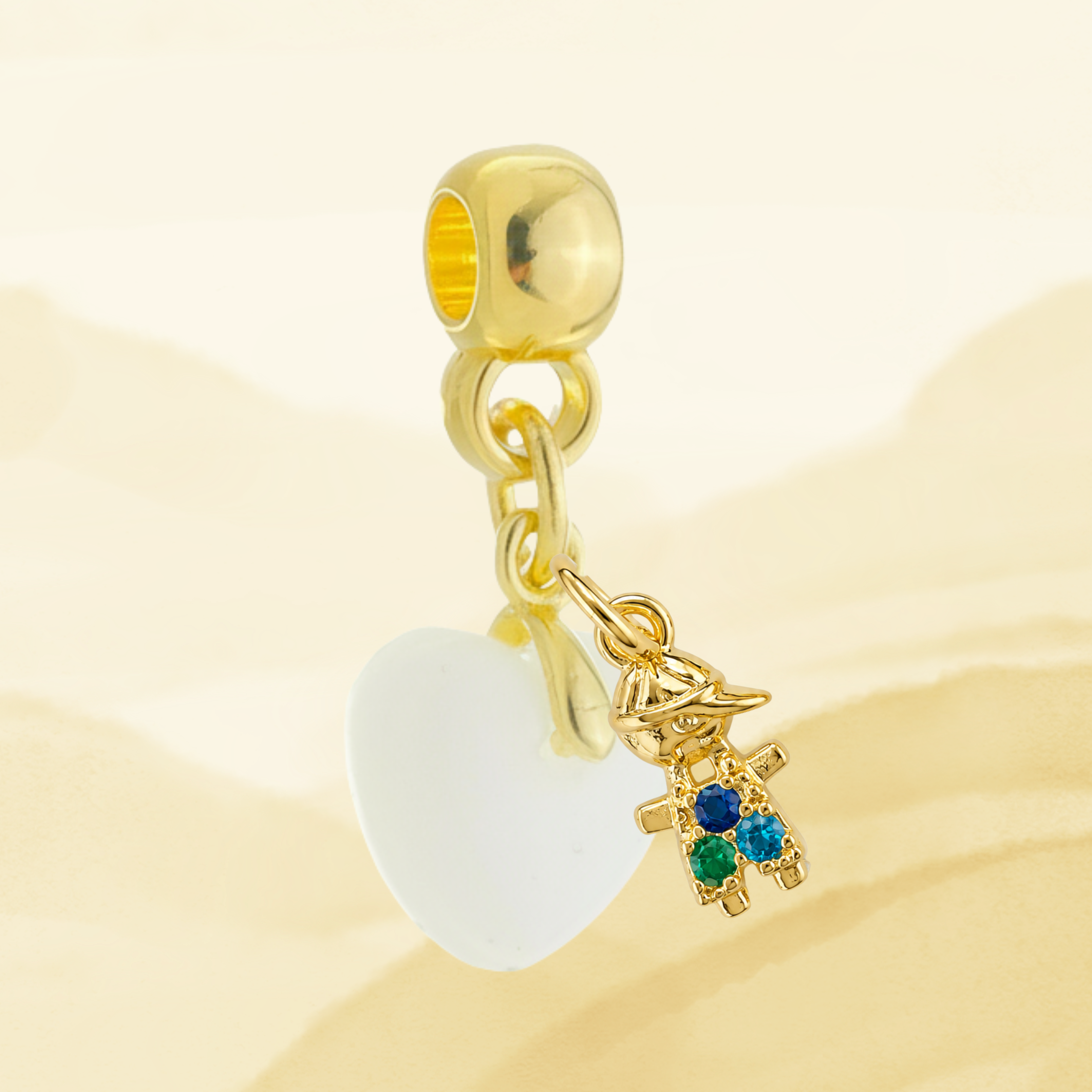 Zusätzlicher Anhänger mit Blattgold und Zirkonia-Tropfen