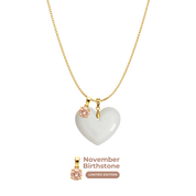 Chubby Heart with Chain and Birthstone Pendant