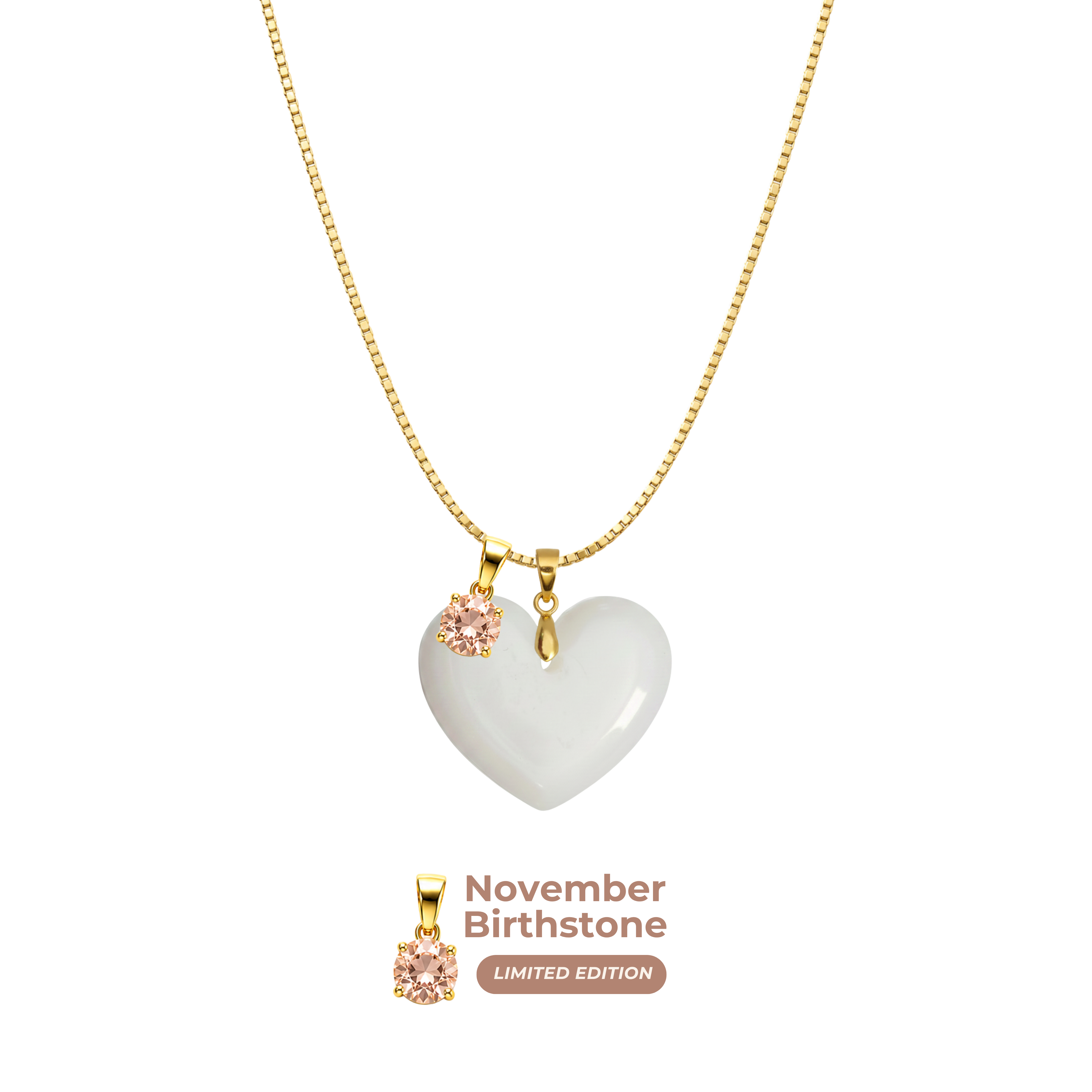 Chubby Heart with Chain and Birthstone Pendant