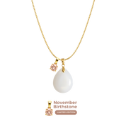 Mini Gota Gordita con Cadena y Colgante de Mes de Nacimiento